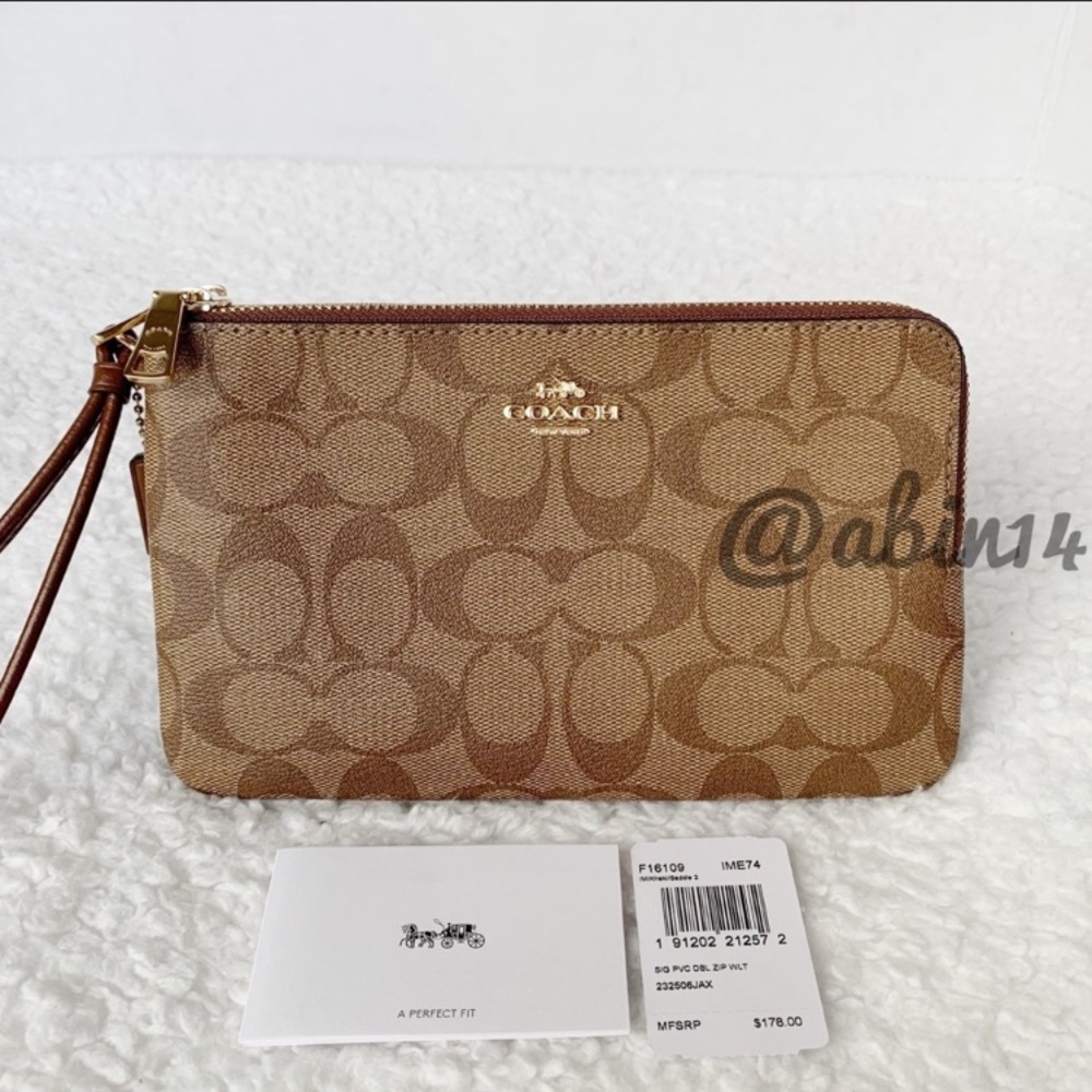 NWT Coach (LARGER SIZE) Double Zip Wallet Wristlet - Picture 4 of 13